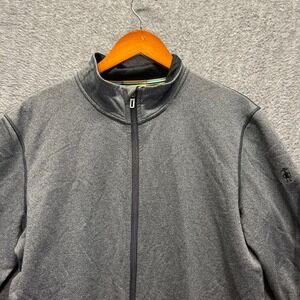 Smartwool Mens Merino Wool Blend Full Zip Jacket Gray Heather Mock Neck Large
